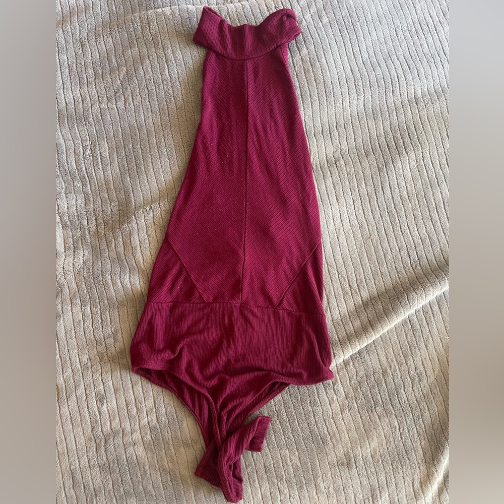 Burgundy halter body suit